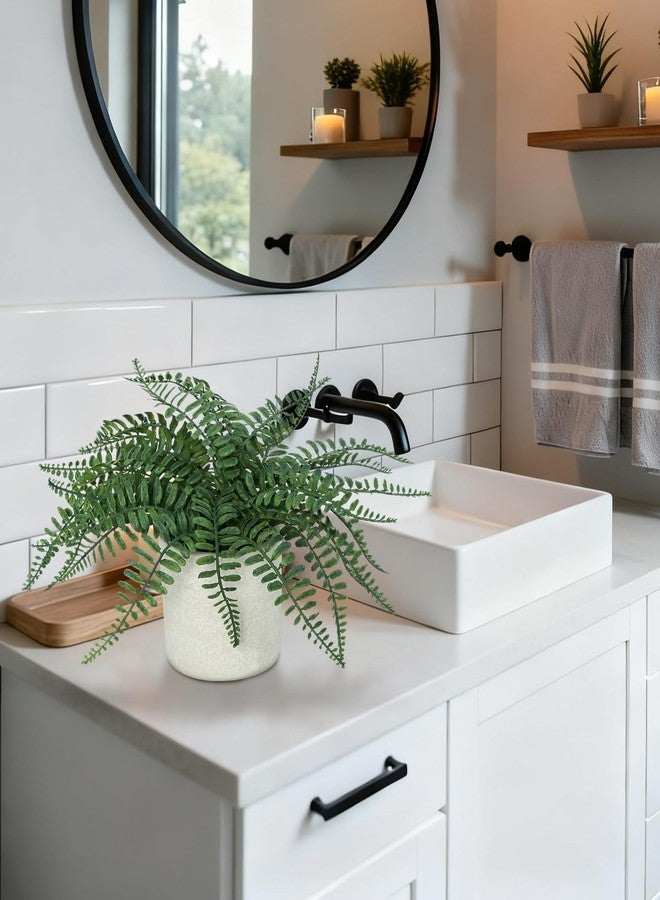 DuHouse Artificial Fern Potted Plant, Fake Greenery Plants in Pot, Faux Plant for Home Office Desk Shelf Bathroom Kitchen Farmhouse Tabletop Decoration - Image 5